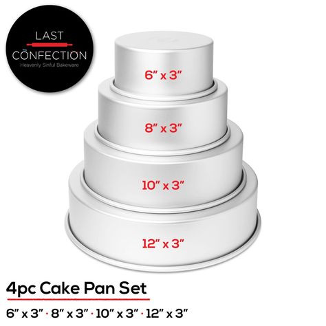 At Home Baking, Cake Chart, Cake Pan Set, Aluminum Pans, Cake Sizes, Deep Dish Pizza, Decadent Cakes, Round Cake, Round Cake Pans