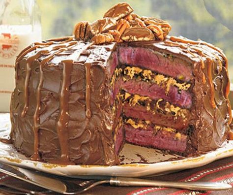 Top 10 Unusual Cakes Made With Meat Meat Birthday Cake, Steak Cake, Birthday Cake For Men, Unusual Cakes, Cake For Men, Small Cupcakes, Roasted Pecans, Birthday Cakes For Men, Birthday Cake Ideas