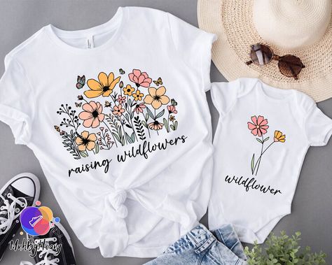 Raising Wildflowers, Boho Birthday Party, Floral Png, Boho Birthday, Mama Png, Mommy And Me Outfits, Flower Shirt, Baby Shirts, Retro Floral