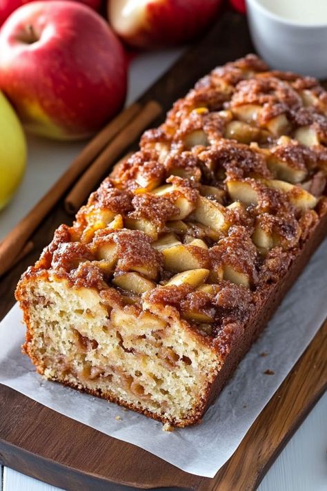 Apple Loaf Bread Recipe, Taste Of Home Apple Bread Recipe, Moist Apple Bread Recipe Easy, Apple Bread With Applesauce, Amish Apple Bread, Amish Apple Fritter Bread, Apple Bread Recipe Moist, Apple Loaf Recipes, Amish Apple Cake