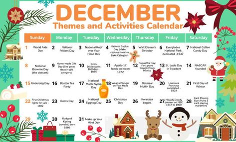 A collection of December activity ideas for the classroom. December Dress Up Days For School, December Preschool Themes, Homeschool Themes, December Themes, Kindergarten Calendar, December Lessons, Activities For The Classroom, Christmas Units, December Activities