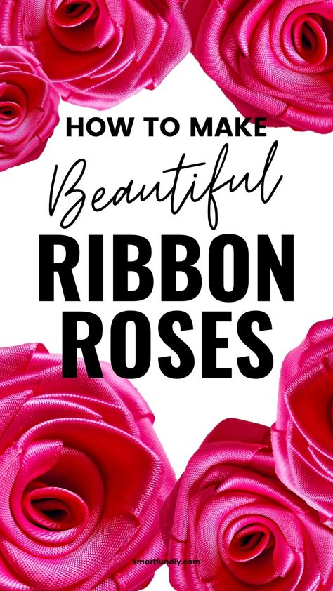 The easy way to make DIY ribbon roses! Follow this how-to VIDEO tutorial with each step to make handmade ribbon flowers and roses without sewing. How To Make Ribbon Flowers Step By Step, How To Make A Rose Out Of Ribbon, How To Make Ribbon Roses, Bow Bouquet, Crepe Paper Flowers Diy, Ribbon Flowers Diy, Cheap Ribbon, Diy Lace Ribbon Flowers, Satin Ribbon Roses