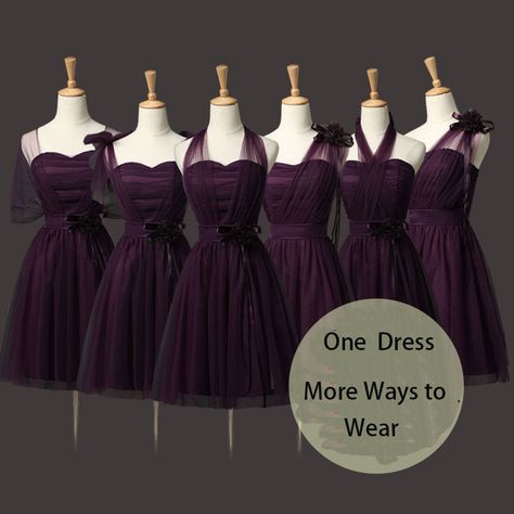 Dark purple bridesmaid dresses One Dress More Ways to Wear Purple Black Wedding, Deep Purple Wedding, Dark Purple Bridesmaid Dresses, Dark Purple Wedding, Plum Bridesmaid, Dark Wedding Theme, Formal Party Dresses, Plum Bridesmaid Dresses, Purple Wedding Dress