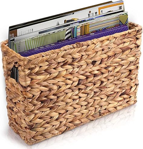 Stylish organization: Natural woven seagrass material compliments any room decor and color palette. Works great for home offices, commerical areas, waiting rooms,Seagrass material is strong enough to carry heavier items. Convenient carrying handles make portability easy. Yesland magazine basket is ideal for holding books, mail, DVDs, toys, electronics and even TV remotes #home #decor #basket #magazine #holder #luxury #life #style Magazine Basket, Hyacinth Basket, Magazine File Holders, Folder Holder, File Boxes, Magazine Storage, Magazine Files, File Holder, Magazine Holder