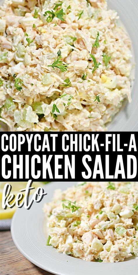 Keto Chick-Fil-A Copycat Chicken Salad #ketocopycatchickfilachickensalad #copycatchickfilachickensalad Chickfila Chicken Salad, Copycat Chicken Salad, Low Carb Chicken Salad, Copycat Chick Fil A, Can Chicken Recipes, Keto Chicken Salad, Breakfast Low Carb, Keto Recipes Dinner, Low Carb Chicken