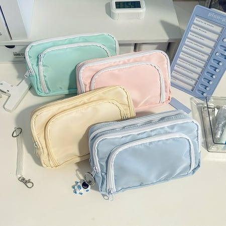 Hariumiu Pencil Case Pencil Bag with Smooth Zipper Large Capacity Multi-compartments Pen Eraser Ruler Stationery Storage Pouch for Students Item Name: Pencil Bag Material: Cloth Features: Large Capacity, Zipper Closure, Wear Resistant Size Details: L: 22cm/8.66", W: 13.5cm/5.31", H: 6cm/2.36" (Approx.) Notes: Due to the light and screen setting difference, the item's color may be slightly different from the pictures. Please allow slight dimension difference due to different manual measurement. P Large Pencil Case, Study Essentials, School Pens, Korean Stationery, Christmas Board, Pencil Case Stationery, Desk Supplies, Pen Pouch, Stationery Storage