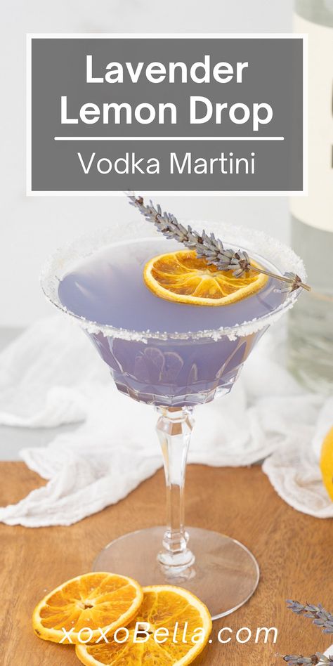 A lavender lemon drop vodka martini is a light, refreshing and totally delicious spring cocktail. Blending the unmistakeable flavour of lavender with a bright splash of lemon and sweet orange, this lavender lemonade vodka cocktail is perfectly balanced. So if you’re looking for spring drink ideas, I recommend making this mixed drink with homemade lavender simple syrup, vodka and triple sec. Vodka and triple sec pair up with lemon to make this delicious lavender lemon drop vodka martini. #... Purple Lemon Drop Martini, Lemon Lavender Vodka Cocktail, Lavender Drop Martini, Lavender Lemon Drop Martini Recipe, Lavender Lemondrop Martini, Lavender Drop Martini Yard House, Purple And Yellow Cocktail, Lavendar Drinks Cocktails, Martinis With Vodka