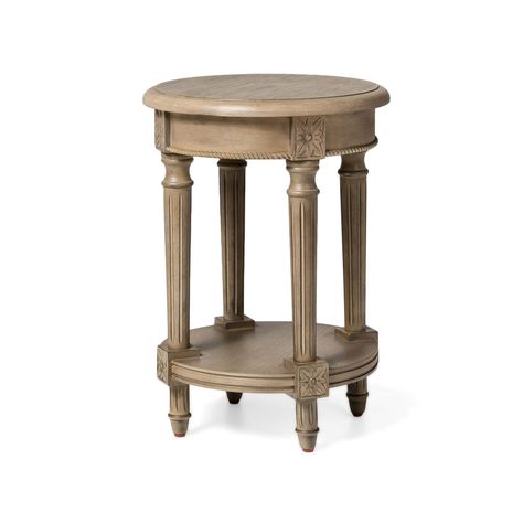 PRICES MAY VARY. STUNNING DETAILS: Boasting exquisite, hand-carved distressed details, including rounded table edges, sturdy reeded legs, and carved rope detailing, this multipurpose wooden accent table with storage shelf elevates the sophistication level of your home entryway, bedroom, or living room decor. FLAWLESS FINISH: With a smooth and consistent wood furniture finish, our well-made Pullman Side Table is pure perfection for small spaces. We’ve chosen a neutral shade that allows the solid Round Wooden Side Table, Rounded Table, Wooden Side Tables, Small End Table, Furniture Finish, Small End Tables, Table For Small Space, Wooden Side Table, Bedside Night Stands