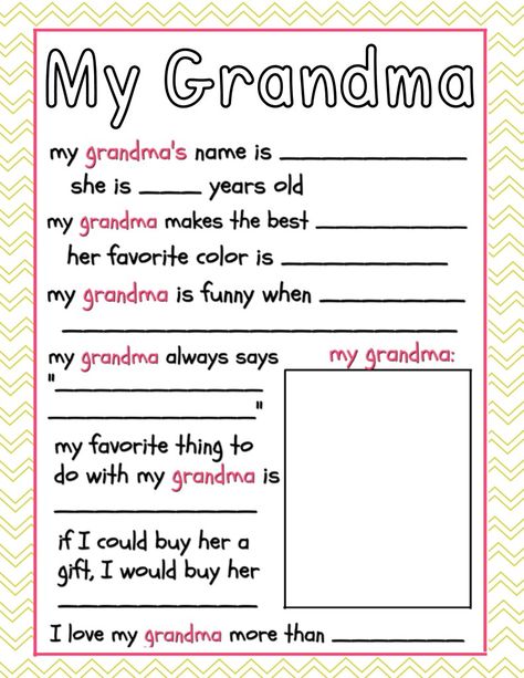 Grandparents Day Worksheets, Grandma Worksheet, Grandma Printable, Grandparents Day Activities, Grandma Journal, Cute Printables, Flower Wall Hanging Decor, Room Hanging Decor, Diy Paper Wall Hanging