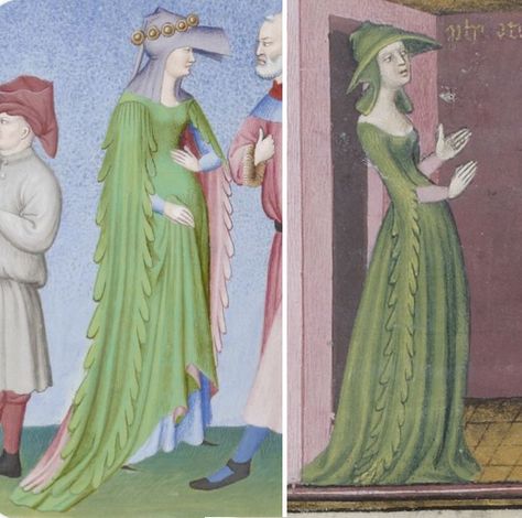 The Basics of French Women's Clothing 1400-1440 : Part 3 | The Compleatly Dressed Anachronist Medieval Leggings, Medieval Garb, High Middle Ages, Medieval Clothes, Medieval Woman, Gates Of Hell, Empire Romain, Late Middle Ages, Medieval World