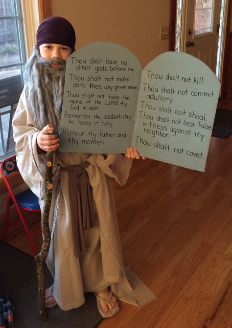 Moses costume Moses Costume Diy, Diy Bible Costumes Kids, Diy Moses Costume, Bible Characters Costumes, Bible Costume Ideas, Bible Costumes For Kids, Bible Halloween Costumes, Biblical Halloween Costumes, Bible Costumes For Women