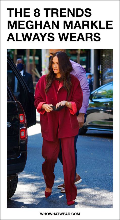 Meghan Markle religiously wears these 8 trends. Meghan Markle Fall Outfit, Meghan Markle Color Analysis, Megan Markle Style 2023, Meghan Markle Suits Outfits, Meghan Markle Style 2023, Meghan Markle Style 2024, Meghan Markle 2024, Meghan Markle Casual Style, Meghan Markle 2023