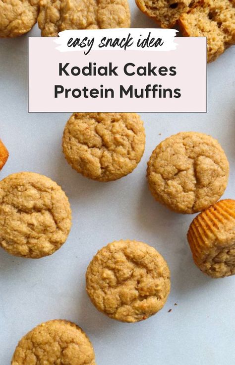 These protein muffins are a healthy recipe made with Kodiak Cakes. They are easy to make with an egg and contain no banana. Perfect for breakfast, use Kodiak Cake mix for these DIY muffins. Make your homemade go-to muffin recipe today! Make Ahead Breakfast Muffins, Kodiak Cakes Muffins, Diy Muffins, Kodiak Recipes, Pancake Mix Muffins, Fiber Breakfast, High Protein Muffins, Protein Muffin Recipes, High Fiber Snacks