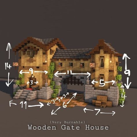 Mincraft Town Ideas, Minecraft House Plans Layout, Town Minecraft Ideas, Minecraft Inspo House, Mc Village Ideas, Minecraft Town Entrance, Villager Farm Minecraft, Mid Evil Minecraft Builds, Storage Building Minecraft