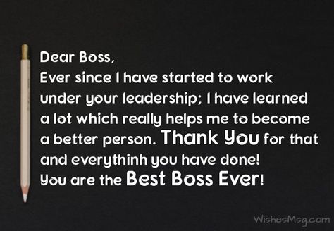 60 Thank You Messages For Boss - Appreciation Quotes - WishesMsg Thank You Letter To My Boss, Thank You Letter To My Manager, Appreciation To Boss, Job Appreciation Quotes, Farewell Quotes For Boss Inspirational, Appreciation Message To My Boss, Thank You For Being A Great Boss Quotes, Thank You Message For Manager, Thank You Quotes For Mentor