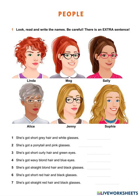 Describing People Worksheet For Kids, Describing People Worksheet, Description Prompts, Appearance Worksheet, Descriptions Of People, Describing People, English Grammar Quiz, Preschool Number Worksheets, Grammar Quiz