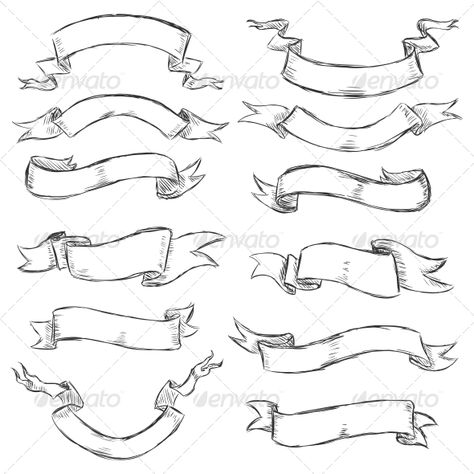 Sketch Ribbons How To Draw Ribbon, Baroque Frame, Banners Design, Banner Drawing, Ribbon Banner, Canvas Ideas, Vintage Ribbon, Journal Doodles, Doodle Drawings