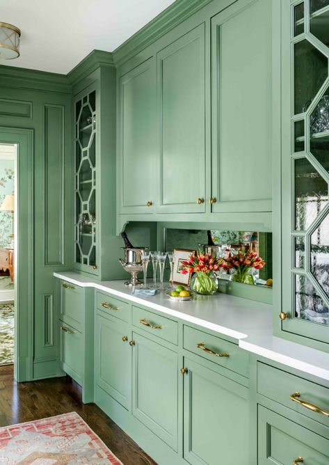 Mallory Mathison, Butler’s Pantry, Brandon Ingram, Georgia Homes, Southern Homes, Green Cabinets, Prep Kitchen, Butler Pantry, Atlanta Homes