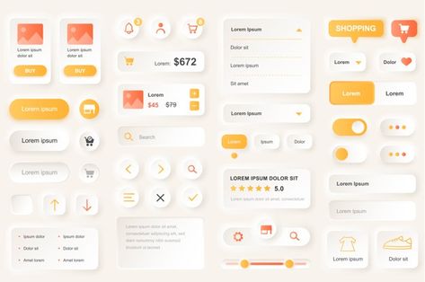 User interface elements for shopping mob... | Premium Vector #Freepik #vector #sale #template #money #button Ui Buttons, Ux Kits, Ui Ux 디자인, Ui Ux App, Desain Ui, App Interface Design, Ui Components, Webpage Design, App Design Inspiration