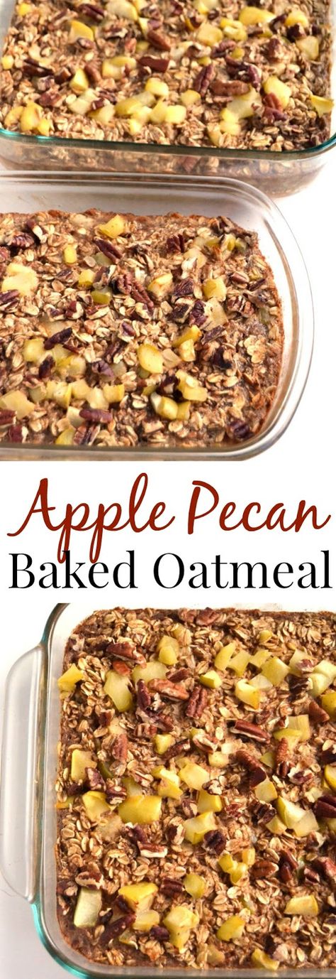 Apple Pecan Baked Oatmeal, Breakfast Casserole Healthy, Baked Oatmeal With Apples, Pecan Baked Oatmeal, Oatmeal With Apples, Healthy Baked Oatmeal, Casserole Healthy, Clean Dinner Recipes, Healthy Cakes