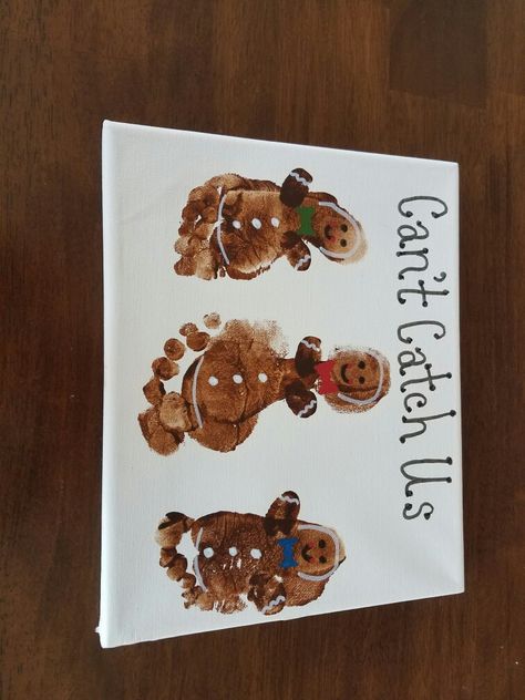 Christmas Handprint And Footprint Crafts, Kids Christmas Hand And Footprint Crafts, Infant Gingerbread Craft, Foot And Hand Print Crafts Christmas, Hand And Feet Christmas Crafts Kids, Gingerbread Man Footprint Art, Nutcracker Footprint Art, Christmas Foot Prints Crafts, Christmas Baby Footprint Art