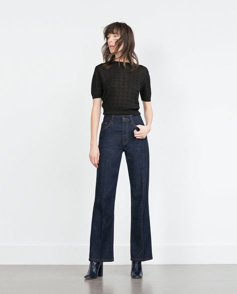 Zara High-Waist Bootcut Jeans ($70) Boot Cut Jeans Outfit, Zara Jeans Outfit, High Waisted Boot Cut Jeans, Bootcut Jeans Outfit, Super Flare Jeans, Western Outfits Men, Outfit Zara, High Rise Bootcut Jeans, All Jeans