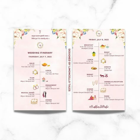 Room Itinerary For Wedding, Welcome Itinerary Wedding, Wedding Luggage Tags Indian, Indian Wedding Itinerary Template, Wedding Itinerary Card, Indian Wedding Itinerary, Welcome Card Wedding, Wedding Collaterals, Wedding Welcome Card