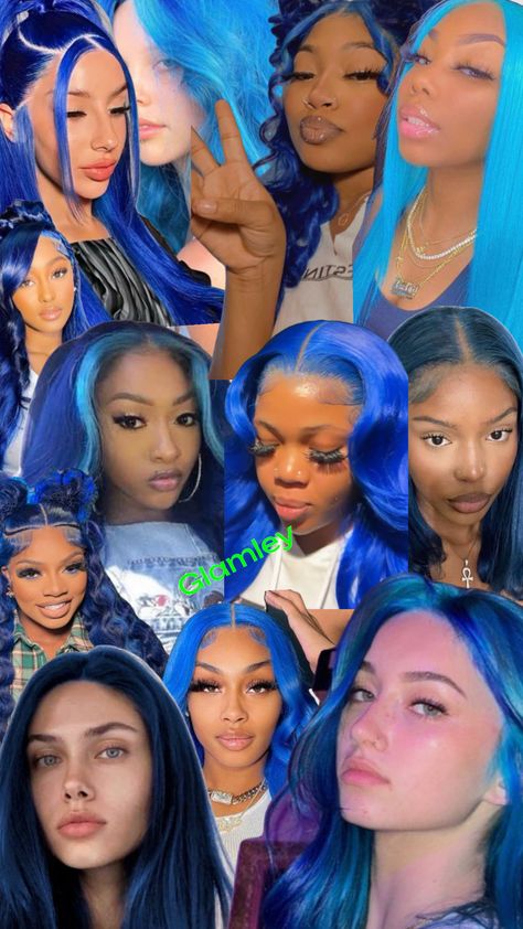 Blue hairstyles offer a wide spectrum of possibilities, from icy blues to deep navy hues. #blue #hair #hairstyles #shuffles #pinterest Silk Press, Icy Blue, Blue Hair, Dyed Hair, Dye, Hair Color, Navy, Skin, Hair Styles