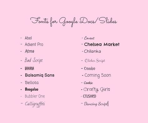 Fonts for Google Aesthetic Google Fonts, Cute Fonts Alphabet Cursive, Cute Fonts Alphabet Bubble, Google Slides Aesthetic, Aesthetic Google Slides, Slides Aesthetic, Cute Handwriting Fonts, Google Notes, Cute Fonts Alphabet