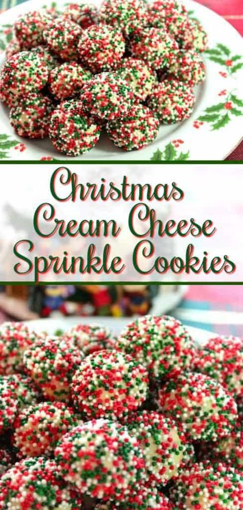 Christmas Cream Cheese, Diabetics Recipes, Christmas Cream, Cheese Cookies, Cream Cheese Cookies, Sprinkle Cookies, Xmas Cookies, Thanksgiving Desserts, Christmas Snacks