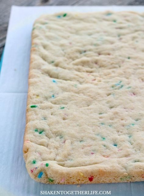 Confetti Cake Mix Desserts, Vanilla Cake Mix Brownies, Cake Batter Cookie Bars, Confetti Cake Bars, Cake Mix Cookie Cake, Confetti Cake Mix Recipes, Sheet Pan Cookie Cake, Funfetti Cookie Bars, Easy Cake Mix Recipes