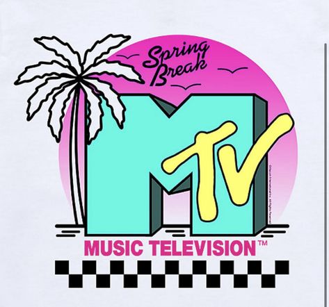 90s Logo Design Inspiration, Mtv Logo 80's, Mtv Poster, Memphis Art, Mtv Music Television, Mtv Logo, 90s Logos, Mtv Music, 90s Design