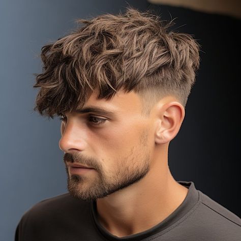 Wavy Hairstyles Men, Shaved Haircut, Mens Messy Hairstyles, Undercut With Beard, Male Haircuts Curly, Textured Crop, Wavy Ponytail, Taper Fade Haircut, Crop Hair