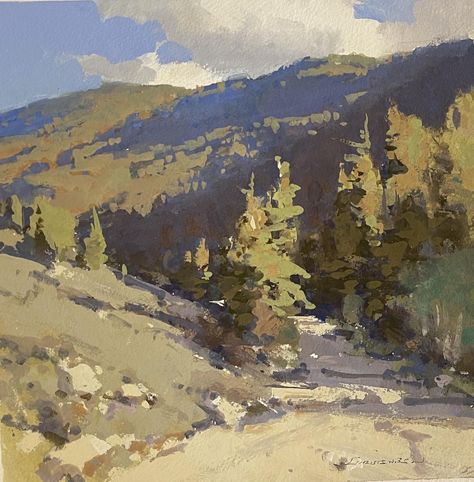 Fall is coming on fast this time of year! (Yes, it snowed up in the mountains yesterday). I am always trying to keep up with the palette in… | Instagram Beautiful Paintings Of Nature, Oil Painting Nature, Mountain Landscape Painting, Fall Is Coming, Gouache Art, Landscape Art Painting, Mountain Paintings, Plein Air Paintings, Landscape Artist