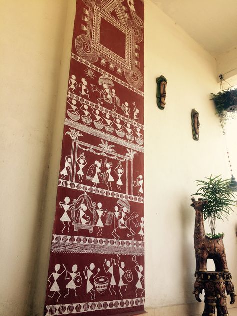 Warli Art Designs On Wall, Warli Paintings On Wall, Warli Art On Wall, Worli Painting On Wall, Varli Painting Art On Wall, Warli Art Paintings On Wall, Traditional Wall Art Indian, Warli Painting On Wall, Warli Painting Ideas On Wall