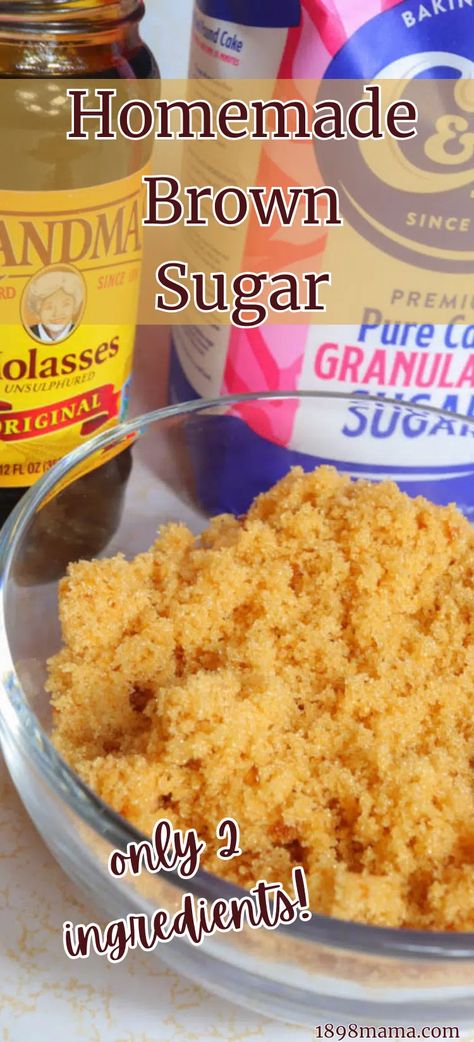 How to Make Brown Sugar at Home - 1898 Mama Make Brown Sugar, Make Brown, Coffee Creamer Recipe, Creamer Recipe, Homemade Stuff, How To Make Brown, Coffee Creamer, 2 Ingredients, Homemade Cakes