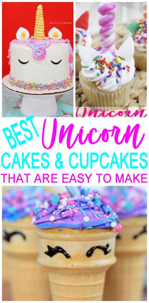 SURPRISE! Magical unicorn cake & unicorn cupcake ideas that are great for birthdays or any unicorn theme party.Make your amazing DIY unicorn cakes & or cupcakes with any these ideas!Easy & simple homemade cakes along with cupcake recipes with easy to follow tutorials.Set on a dessert table for cute Unicorn decor! You won't want to MISS any of these cool ideas that all kids will love and adults too! Creative & unique ideas to fit any budget.Find simple unicorn cupcakes and unicorn cake ideas now! Unicorn Cupcakes Easy, Diy Unicorn Cake, Easy Unicorn Cake, Party Food For Adults, Savory Cakes, Teen Cakes, Birthday Cakes For Teens, Cupcakes Ideas, Kid Cupcakes