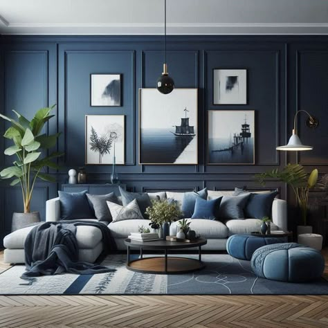 Navy Blue Living Room Classic Luxury Living Room, Blue Sofas Living Room, Navy Living Rooms, Navy Blue Living Room, Luxury Sofa Design, Luxury Living Room Decor, Modern Living Room Interior, Living Room Design Decor, Ideas Living Room