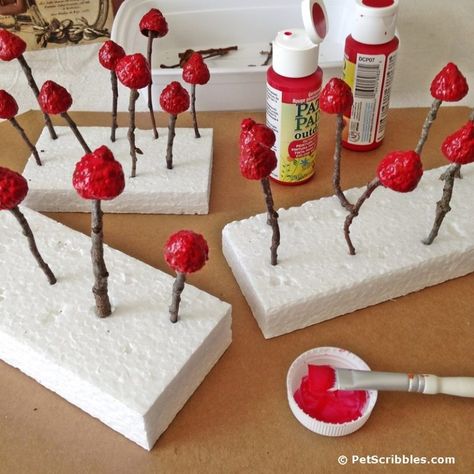 Fairy Garden Mushrooms, Diy Fairy Garden, Red Mushrooms, Mini Zen Garden, Mushroom Crafts, Tiny Mushroom, Garden Mushrooms, Paper Art Projects, Fairy Garden Crafts