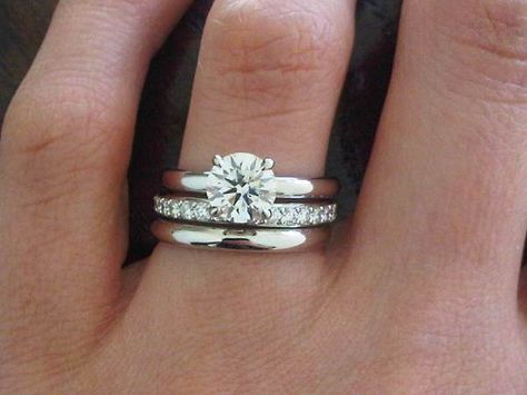 More options for roz ..plain band for wedding and middle for 1st year Anniversary.. Two Wedding Rings, Wedding Rings Princess Cut, Princess Cut Rings, Put A Ring On It, Dream Ring, Calla Lily, The Ring, Eternity Ring, Diamond Wedding