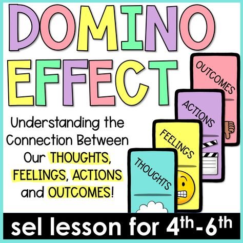 Thoughts, Feelings, Actions and Outcomes CBT Lesson - Shop The Responsive Counselor Elementary Guidance Lessons, Thoughts Feelings Actions, Feelings Activity, Helpful Thoughts, Play Therapy Activities, Elementary School Counselor, Social Skills For Kids, Middle School Counseling, Social Skills Groups