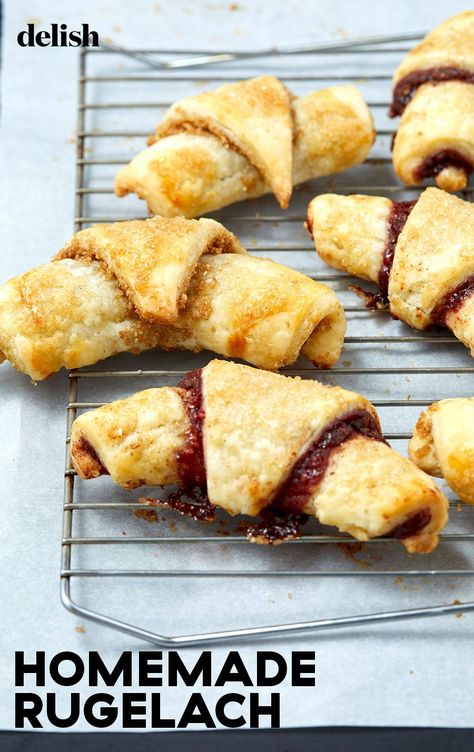 Rugelach Is The Fancy Way Of Saying Our Favorite PastryDelish Rugula Cookies, 2024 Cookies, Rugelach Recipe, Jewish Foods, Rosh Hashanah Recipes, Baking Bad, Hanukkah Food, Jewish Food, Perfect Chocolate Chip Cookies