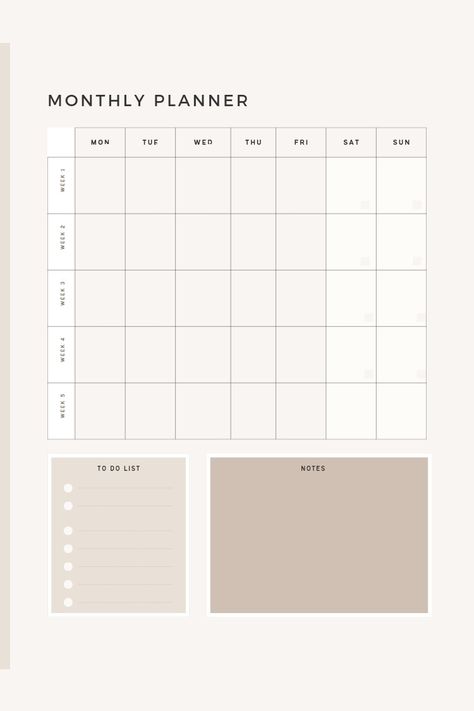 monthly planner | set planner | weekly planner | beige | minimalist Monthly Planner Ideas, Free Monthly Planner, Planner Monthly Layout, Digital Planner Ideas, Interactive Calendar, Digital Journaling, Daily Weekly Monthly Planner, Planner Writing, Beige Minimalist