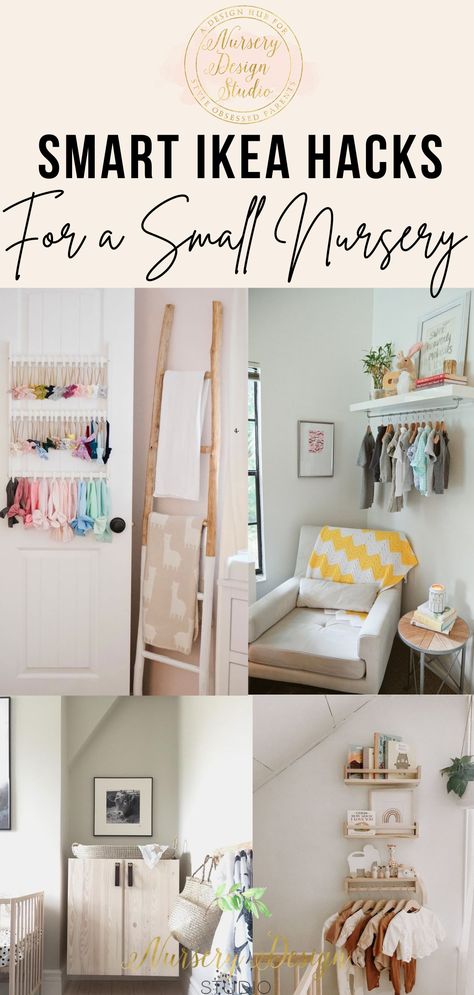 best ikea hacks for small nursery Ikea Baby Room, Ikea Bed Slats, Ikea Nursery Hack, Nursery Decoration Ideas, Ikea Baby Nursery, Ikea Kallax Shelving, Ikea Lack Shelves, Nursery Hacks, Small Baby Room