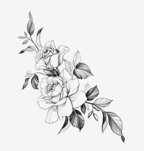 Fineline Roses Tattoo, Tattoos For Duos, Fineline Rose Tattoo, Top Of Foot Tattoos, Gardenia Flower Tattoo, Floral Foot Tattoo, Gardenia Tattoo, Tattoos Feather, Tattoos Feminine