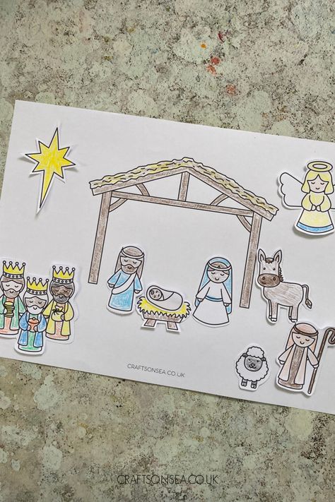 Cut and Paste Nativity Craft (FREE Printable) Nativity Kindergarten Craft, Nativity Craft For Preschool, Nativity Clipart Free, Nativity Scene Cutouts Free Printable, Nativity Crafts For Kids Free Printables, Navity Craft, Nativity Cutouts Free Printable, Jesus Is The Reason For The Season Craft, Biblical Christmas Crafts For Kids