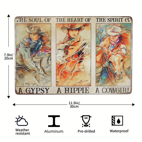 1pc Unique And Cute Cowgirl Metal Sign Vintage Bedroom Wall Decoration For Restaurant And Bar 12 X 8 Inches | Free Shipping, Free Returns | Temu Cowgirl Poster, Cowgirl Vintage, Horizontal Poster, Funny Horse, Horse Girl, The Spirit, The Soul, Poster Wall, Cali