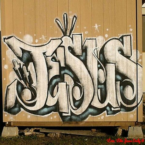 Jesus Graffiti Jesus Graffiti, Christian Graffiti, Childrens Wall Murals, Doodling Ideas, Graffiti Images, Jesus Drawings, Bible Doodling, Graffiti Words, Graffiti Doodles