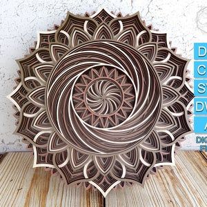 C23 Wall Clock DXF file for Laser Cut and CNC router | Etsy Wood Mandala, Heart Mandala, Lotus Flower Mandala, Layered Mandala, Layered Crosses, 3d Mandala, Lotus Mandala, Mandala Vector, Mandala Wall Art