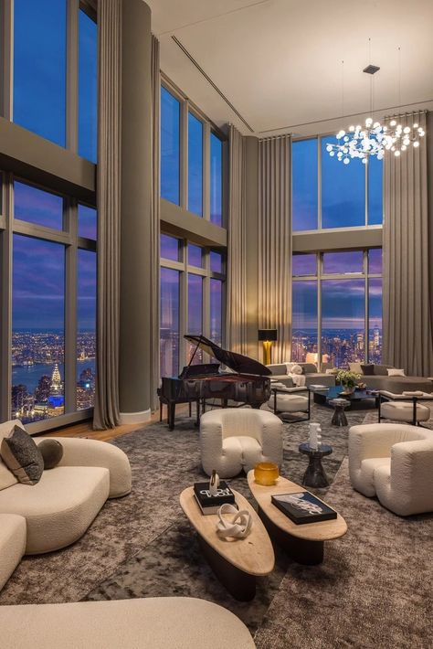 Penthouse Apartment Aesthetic, Apartamento New York, Penthouse Aesthetic, Appartement New York, Penthouse In New York, Penthouse Interior, Nyc Penthouse, Penthouse Design, Penthouse Living